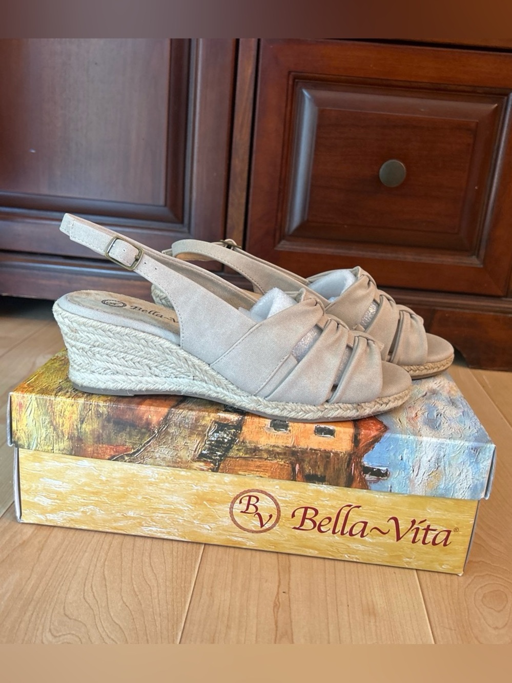 Bella Vita Beige Ruched Slingback Mules